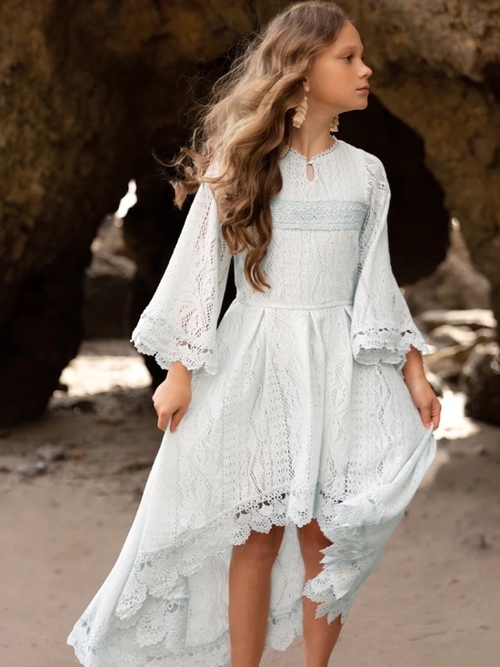 Joyfolie Other - Joyfolie Pale Blue Lace High-Low Formal Dress for Girls
